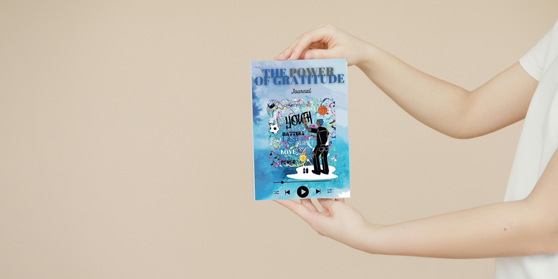 The Power Of Gratitude Journal for teens promoting happiness, mindfulness, and positivity through journaling, affirmations, puzzles, and coloring pages